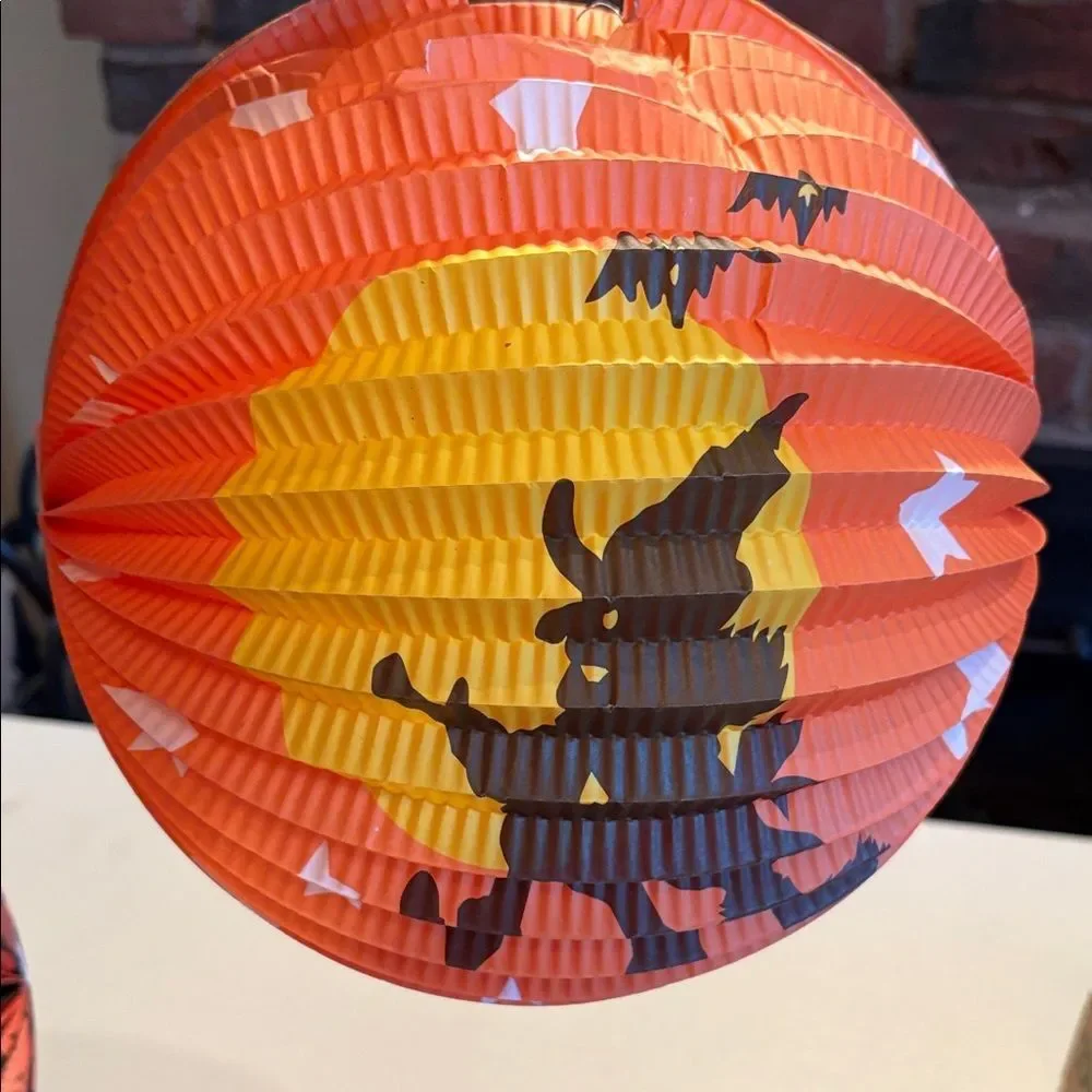 Vintage Halloween Pumpkin and Witch paper lanterns